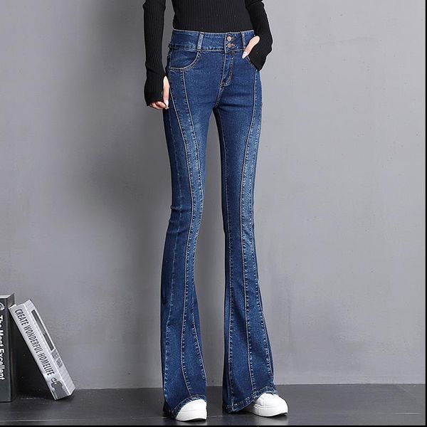 

vintage blue skinny solid mom womens jeans flare streetwear patchwork slim bell bottom denim mopping trousers femlae