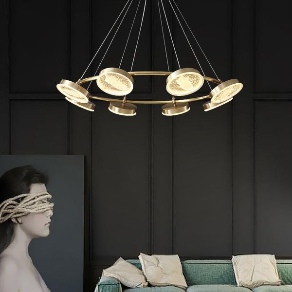 

pendant lamps modern living room chandelier designer light luxury simple villa copper lamp italian reception dining