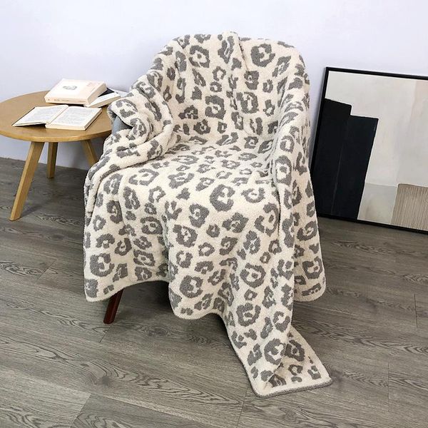 

simple soft leopard pattern knitted throw blanket sofa cover decorative bedspread for beds blankets