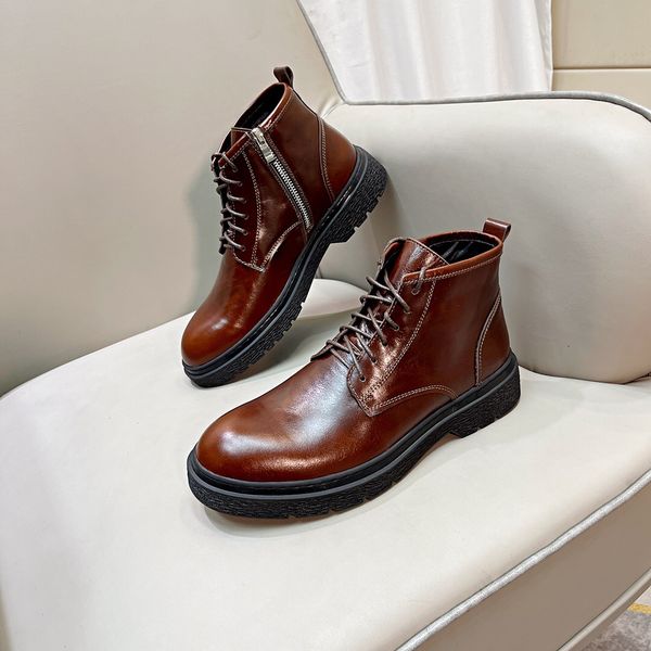 

mens designer business martin ankle boots fashion casual platform motorcycle boots men brand winter outdoor shoes size 38-45, Black