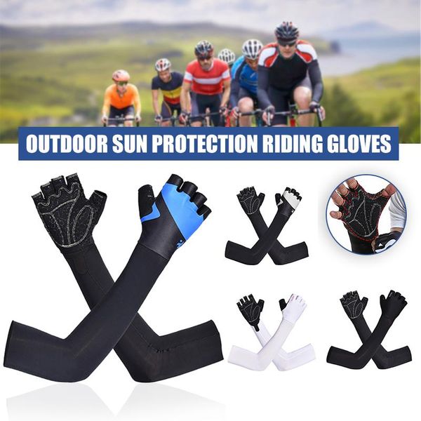 

cycling gloves 1 pair uv protection arm sleeves women summer ice cool cover for running fishing climbing driving psen999, Black