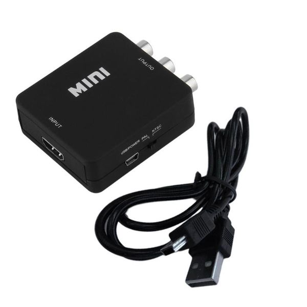 

black mini 1080p to rca audio video av cvbs adapter converter for hdtv 2av box cables & connectors