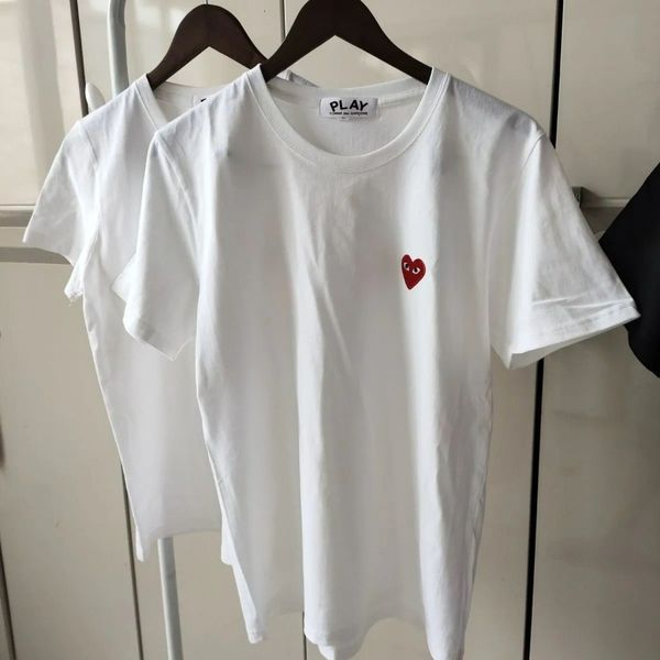 

fashion cdg play commes men t shirts heart sport couple shirt des garcons pablo embroidery short sleeve for summer women tees s-3xl, White;black