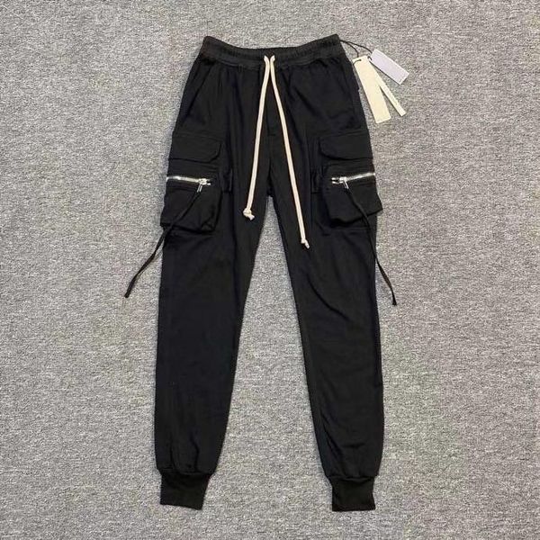

men's pants 2022 fw men drop crotch cargo jogger sweatpants slim fit, Black