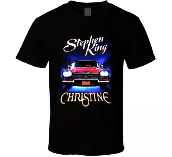 

christine stephen king master horror legend book movie fan t shirt, White;black