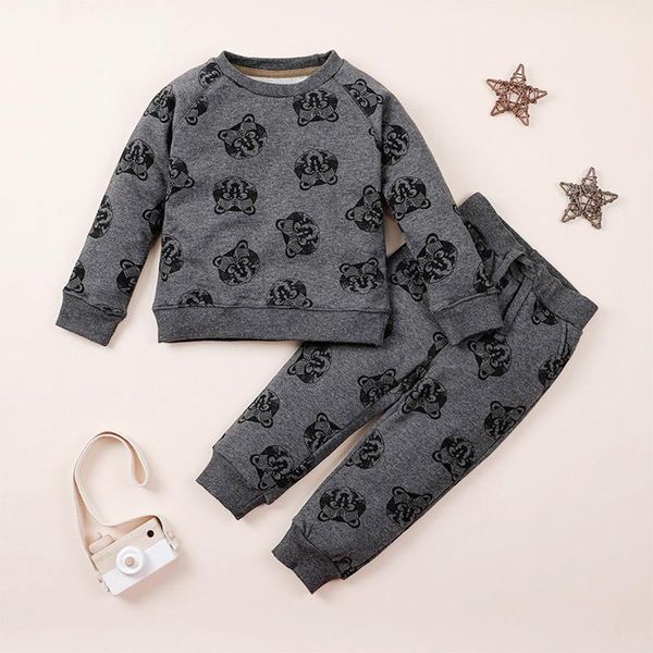 

clothing sets boys casual two-piece clothes set charcoal round collar pullover and elastic waist trousers, White