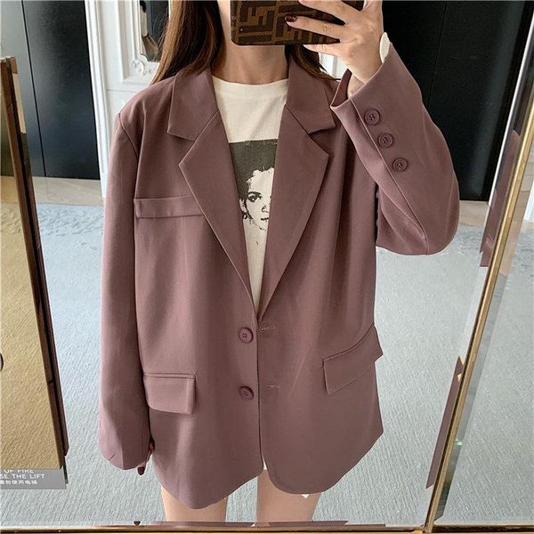 

hzirip high street loose pockets suit coat all match office ladies 3 types slender vintage elegant feminine women blazers women's suits, White;black