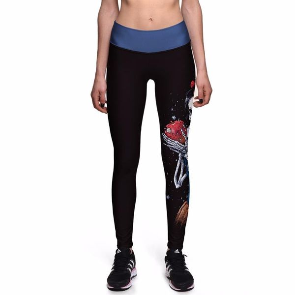 

women's leggings european america style 3d print fitness clothes punk rock pants female ropa mujer, Black