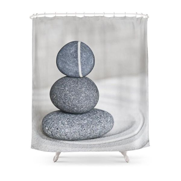 

shower curtains zen cairn pebble stone balance grey curtain waterproof polyester bathroom wall decoration hanging bath