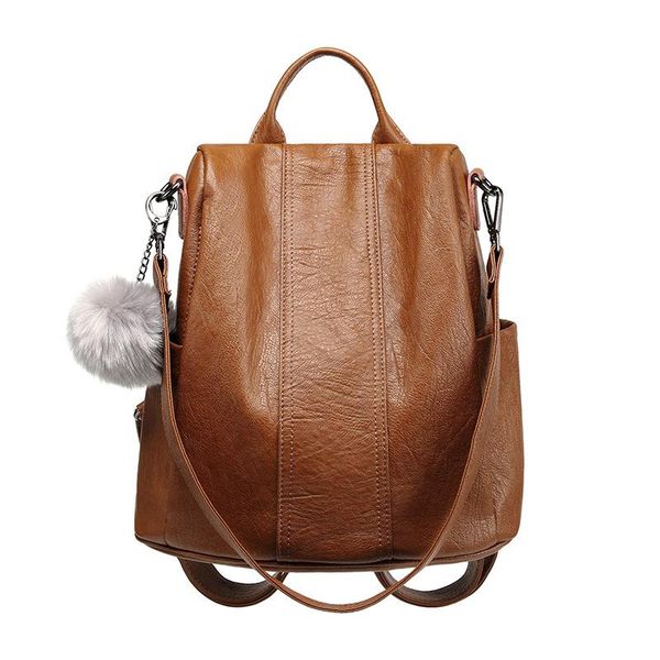 

outdoor bags leather women's bag backpack 2021 anti-theft large-capacity mummy leisure travel student