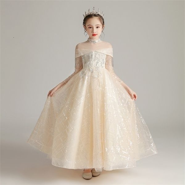 

girl's dresses little girls kids autumn winter elegant luxury new tassel design long sleeves birthday wedding party princess ball gown, Red;yellow