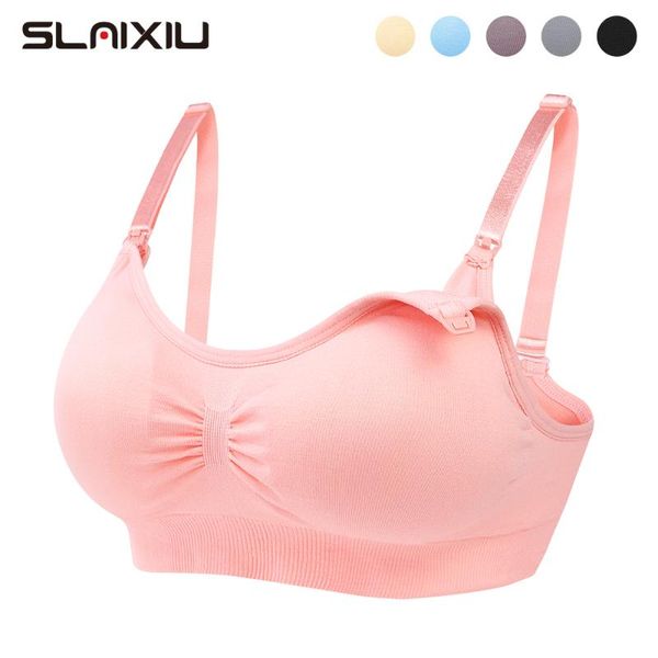 

maternity intimates slaixiu bra for feeding plus size nursing included breast pad pregnancy women breastfeeding adjustable sleep bras, White