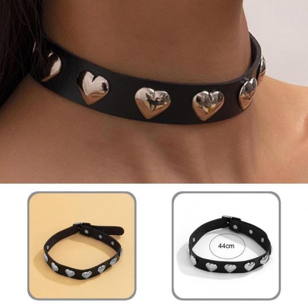 

chokers necklace gothic lightweight adjustable hearts design neck choker for girls, Golden;silver
