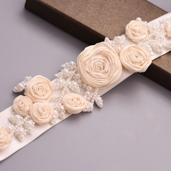 

wedding sashes trixy s323-i flower simulated pearl bridal belt accessories rhinestone dress bride bridesmaid decoration, White