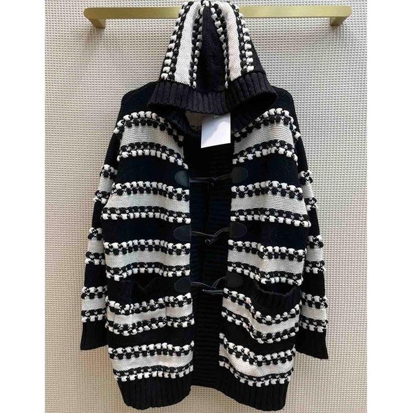 

women's knits & tees atheflow autumn women stripe cashmere knit cardigan long sleeve mohair hooded sweater lazy style loose soft horn b, White