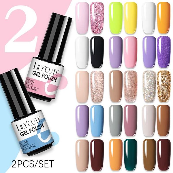 

nail gel 2pcs/set reflective glitter polish set uv soak off semi permanent varnish base coat hybrid, Red;pink