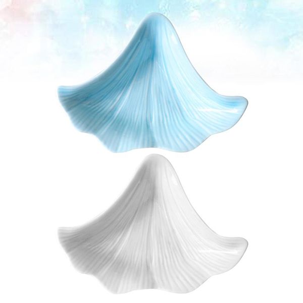 

cups & saucers 2pcs household ceramic dessert vinegar dish saucer restaurant flower petal shape design for home (random color)