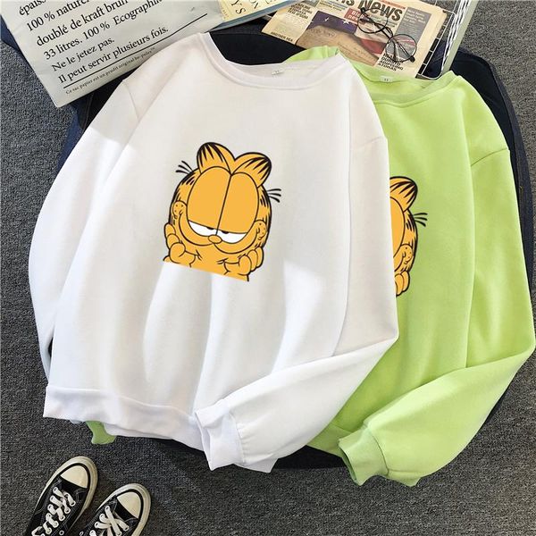 

women's hoodies & sweatshirts autumn winter sweatshirt women men cartoon cat printed hooded harajuku streetwear long sleeves pullovers, Black