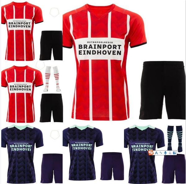 

adult+kids kit 21 22 eindhoven soccer jerseys 2021 2022 gotze malen camisa de futebol ihattaren dumfries gakpo bruma lammers football shirts, Black;yellow