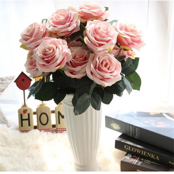 

decorative flowers & wreaths 1bundle 10 heads artificial rose bouquet for valentines wedding bridal home table decoration silk fake