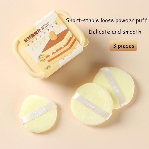 

sponges, applicators & cotton 1pack=3pcs demon soy milk short-staple loose powder puff soft drop/round shape makeup tool 3pcs