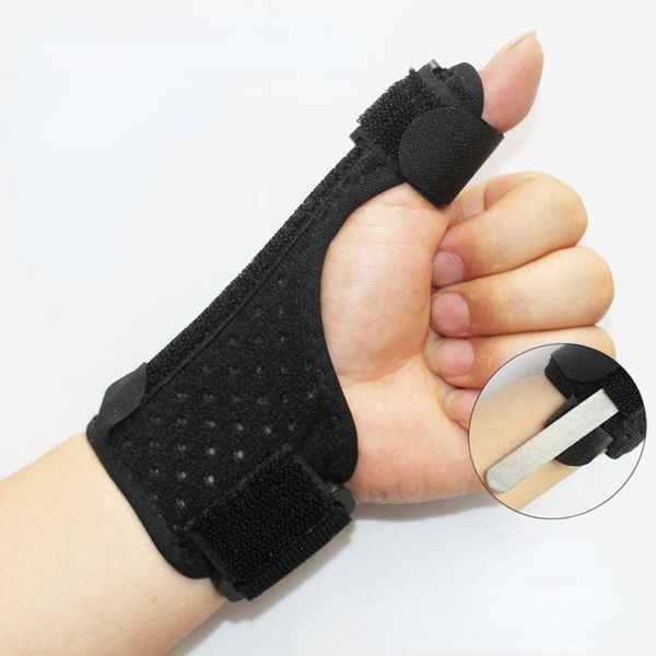 

wrist support orthosis sports thumbs protector hands adjustable finger holder brace protective sleeve, Black;red