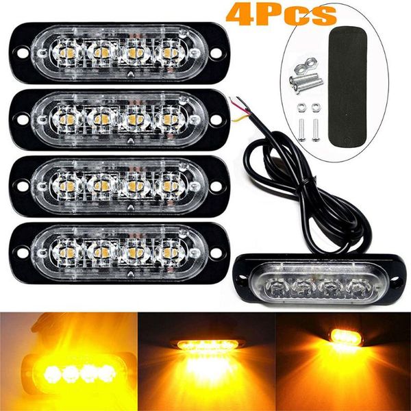 

emergency lights 4pcs/light car urgent light amber beacon lamp black shell+transparent lens