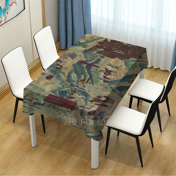 

table cloth silk route trade as depicted in a chinese cave painting tablecloth for picnic kitchen dinner decor