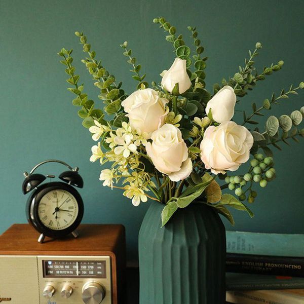 

decorative flowers & wreaths artificial rose bouquet patio indoor outdoor house office decorations wedding table arrangement