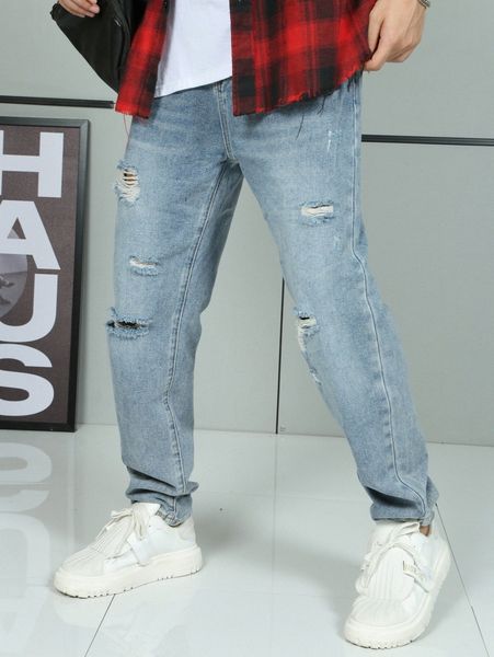 

men ripped washed jeans g0d5#, Blue