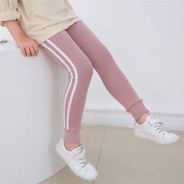 

arrival girls fashion spring autumn side striped leggings children cotton pants kids sport 3-12years 210528, Blue