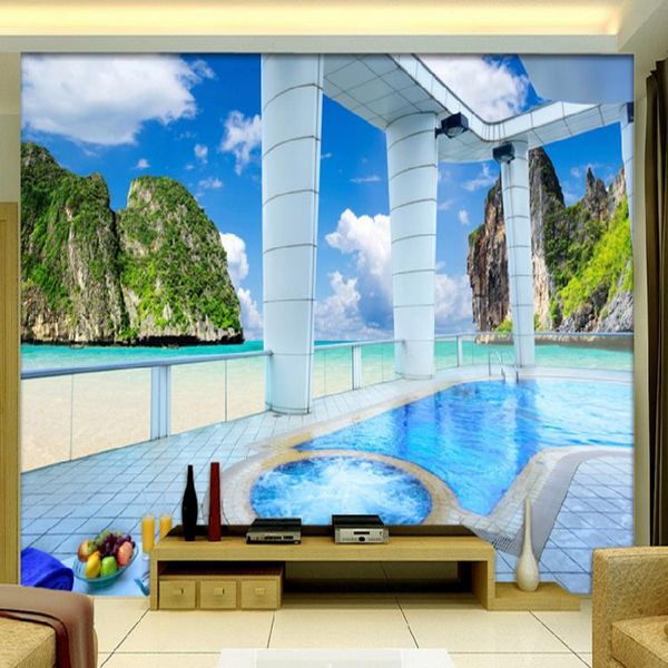 

wallpapers custom size po 3d stereo modern minimalist sea scenery wallpaper mural living room sofa bedroom tv background