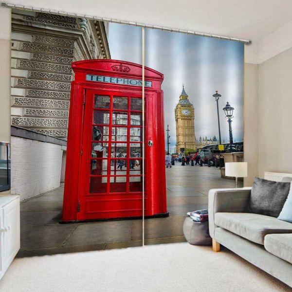 

european and amercian style blackout curtain drapes red telephone booth design cortinas blinds modern children room curtains &