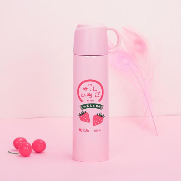 

drinking bottle water kids keeps cold strawberry cup for bottles