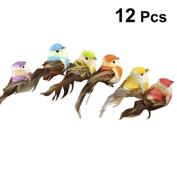 

decorative objects & figurines 12 pcs 6 colors artificial feathered birds vivid colorful bird deskornaments decorations po props for lan