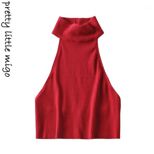 

women's sweaters 2021 fashion clothing sleeveless turtleneck sweater, White;black