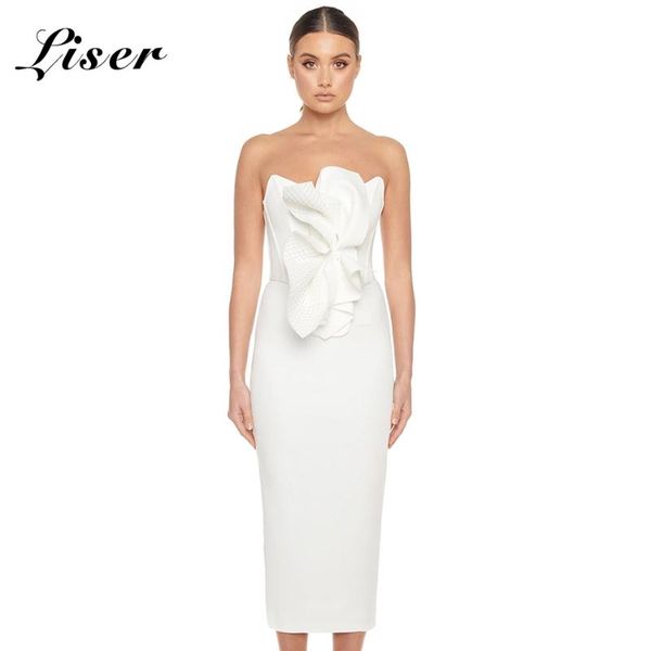 

casual dresses liser 2021 summer women dress strapless draped bandage bodycon elegant club celebrity party vestido, Black;gray