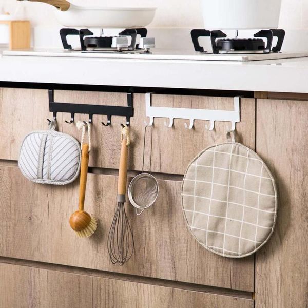 

kitchen storage & organization organizer rack shelf with 5 hooks cocina cookers holder iron door hanger hanging cupboard