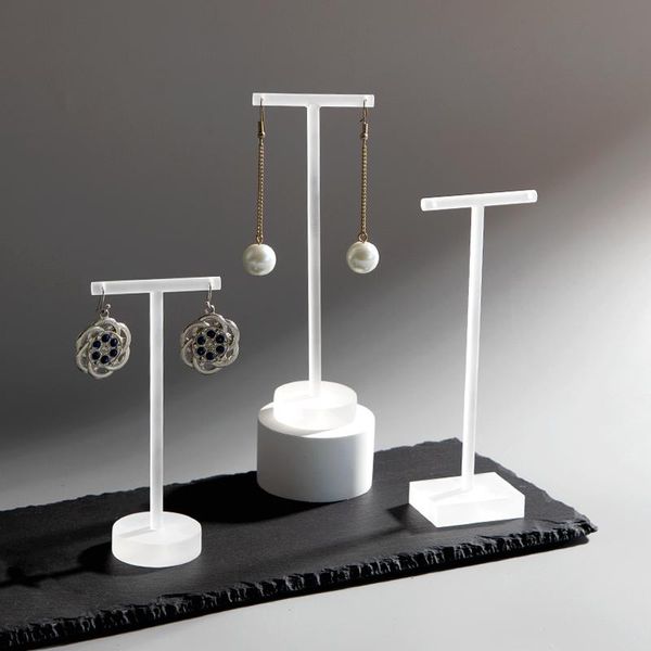 

jewelry pouches, bags frosted acrylic earrings display holder stand elegant white jewellery rack, Pink;blue