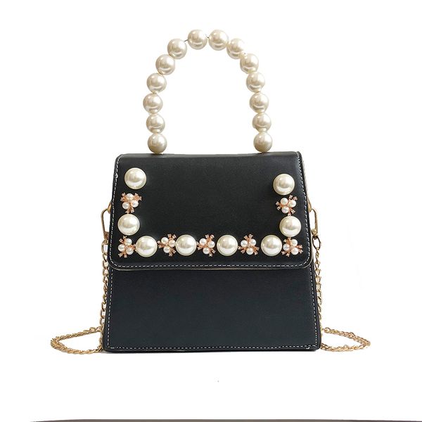 

wholesale designer handbags shoulder bag coin purse fashion beads pearl decoration plain women chain crossbody flap bag artwork