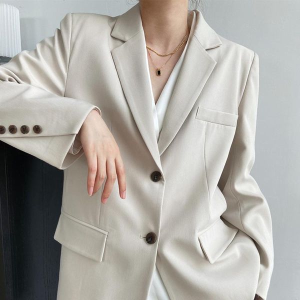 

women's suits & blazers [ewq] korea chic casual trend women lapel solid color oblique buckle fashion minimalist long-sleeved blazer aut, White;black