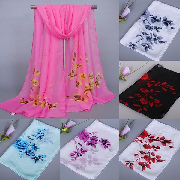 

scarves 2021 spring and summer women scarf pashmina shawl printed cape silk chiffon polyester tippet muffler 50*160cm, Blue;gray