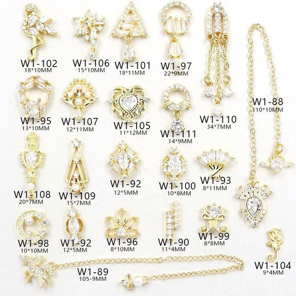 

3pcs/nail diamond jewelry pendant chain super flash luxury nail art bracelet zircon diy accessories decoration cl30 decorations, Silver;gold