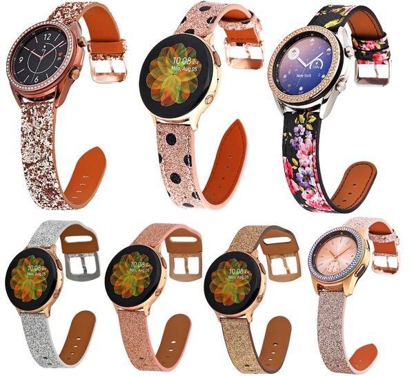 

watch bands samsung galaxy 3 41mm/42mm strap leather band for active 2 bling replacement, Black;brown