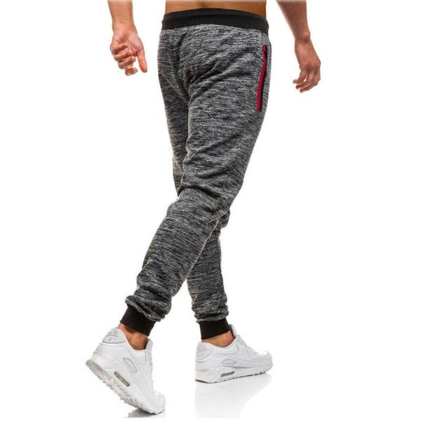 

fashion men long casual sport pants slim fit trousers running joggers sweatpants men's, Black