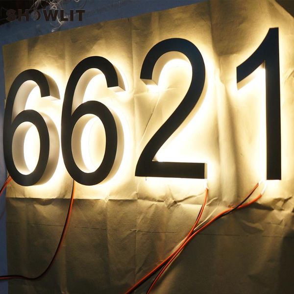 Numeri civici di illuminazione a led Pittura nera retroilluminata Casa Altri accessori per porte