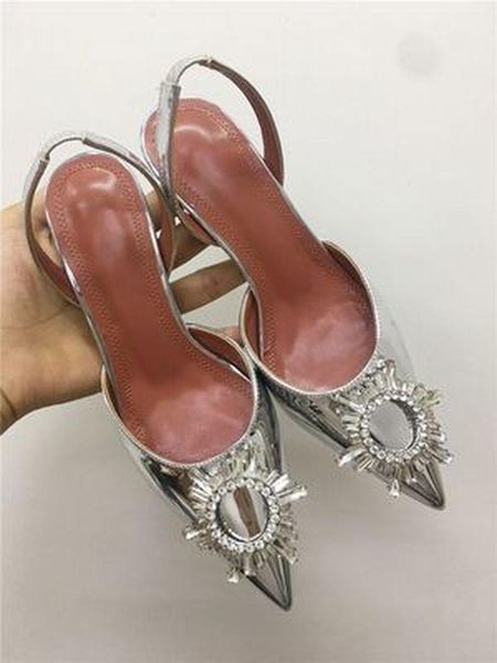 

dress shoes 2021 transparent sandals women pointed clear crystal cup high heel stilettos pumps summer peep toe, Black