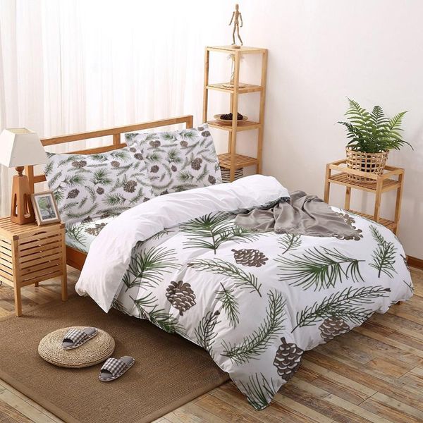 

bedding sets pine cones christmas printed set  king size soft fashion duvet cover bed sheet fitted pillowcase