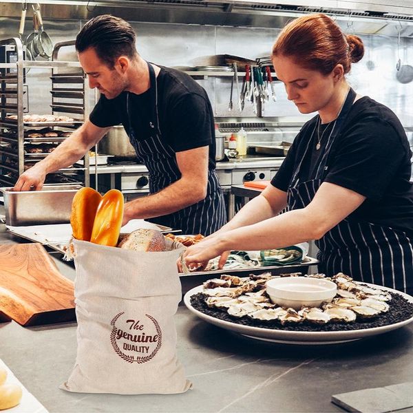 

storage bags drawstring bread bag flax reusable portable container restaurant bakery kitchen supplies