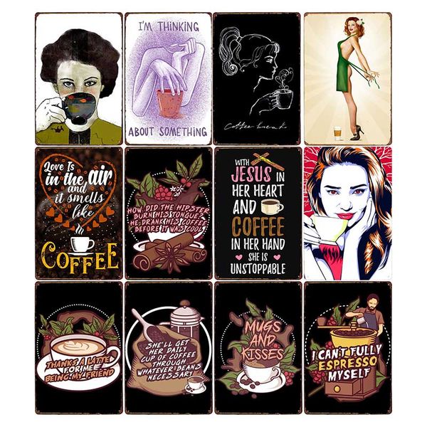

coffee vintage tin sign bar pub cafe decoration poster metal plaque plates art painting wall decorative retro home decor 20x30cm